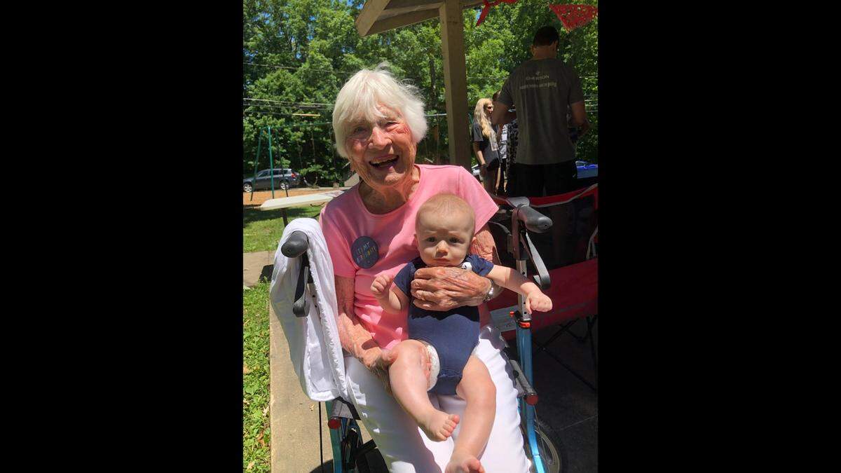 Virginia Bell and her great-great nephew, Teddy, were born 100 years apart.