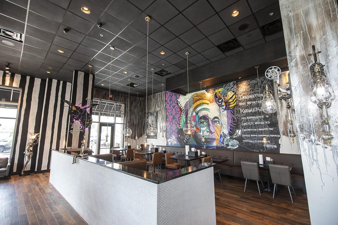The Agave & Rye location at the Fayette Mall has murals featuring Albert Einstein, among others.