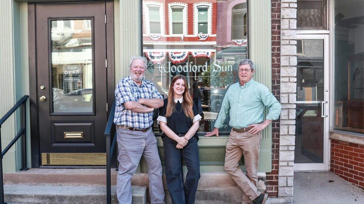 From left, Scott White, Lucie Chandler, and Ben Chandler, who run the Woodford Sun in Versailles, which is going from a for-profit to a nonprofit newspaper.