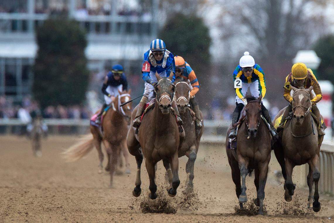 Malathaat, with John Velazquez aboard, rallied in the stretch to win the Distaff.