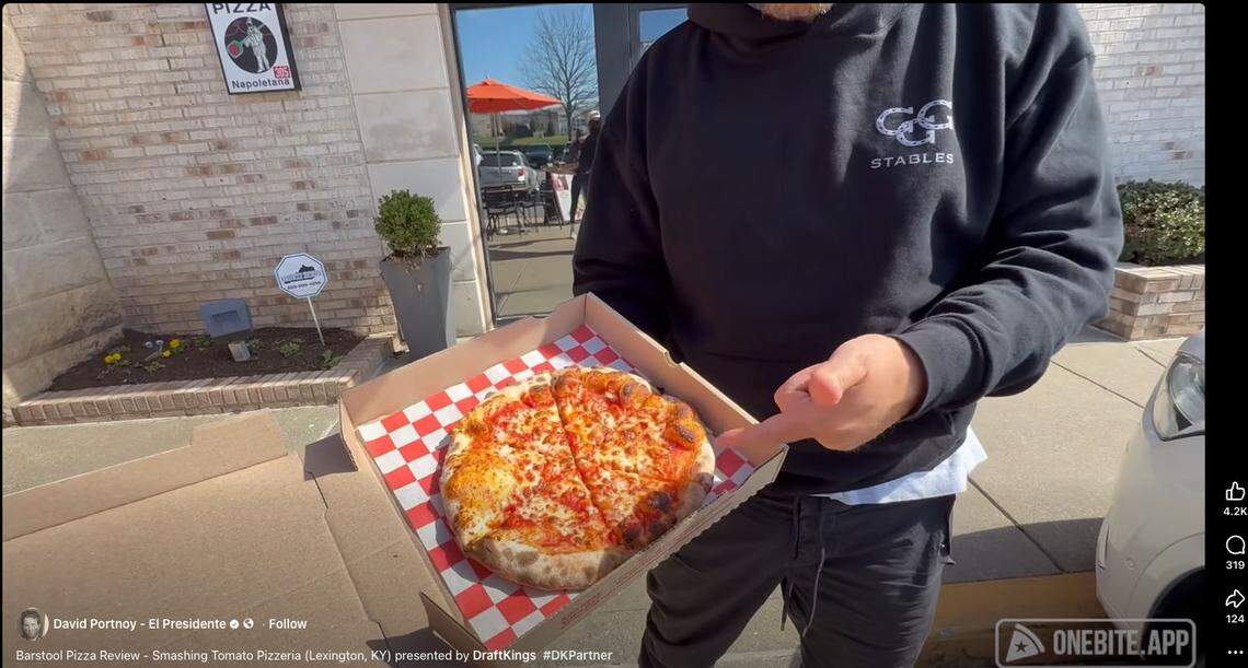Barstool Sports founder Dave Portnoy was in Lexington yet again for an online pizza review, this time at Smashing Tomato. The One Bite Pizza Reviews are popular online.