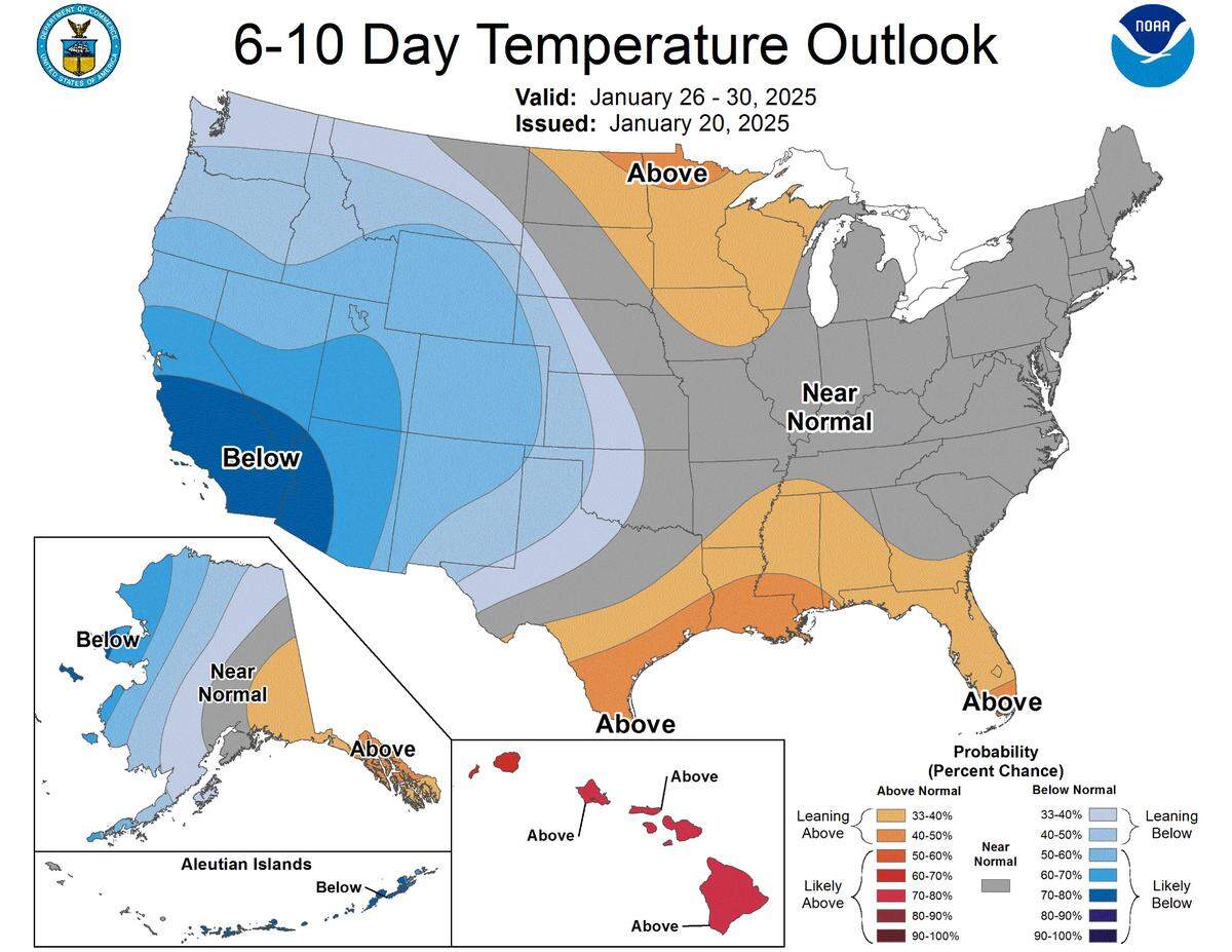 A six to 10 day outlook from the National Weather Service.