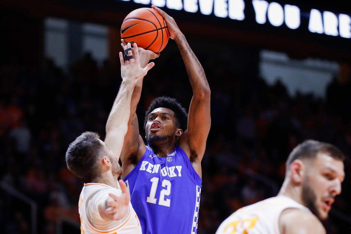 Kentucky’s Keion Brooks (12), who averages 11. 1 points and 4.5 rebounds, is shooting 47.2% from the field and 25.0% from three-point range.