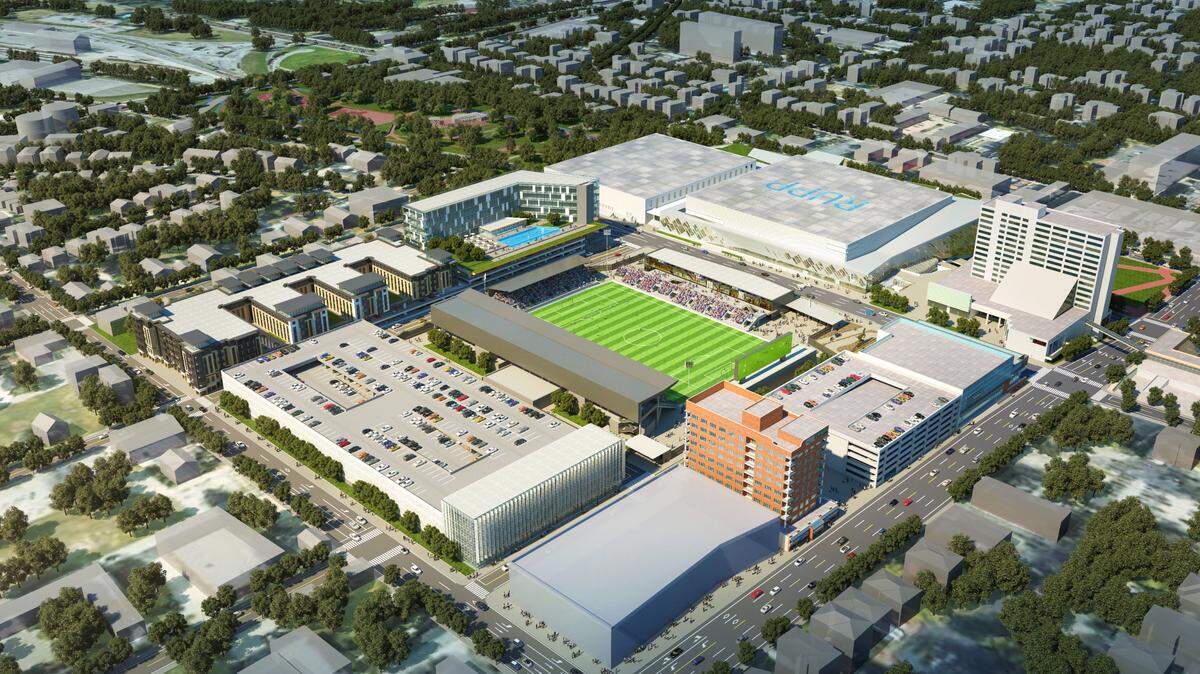 Lexington Pro Soccer released renderings of its proposed stadium and entertainment venue on High Street.