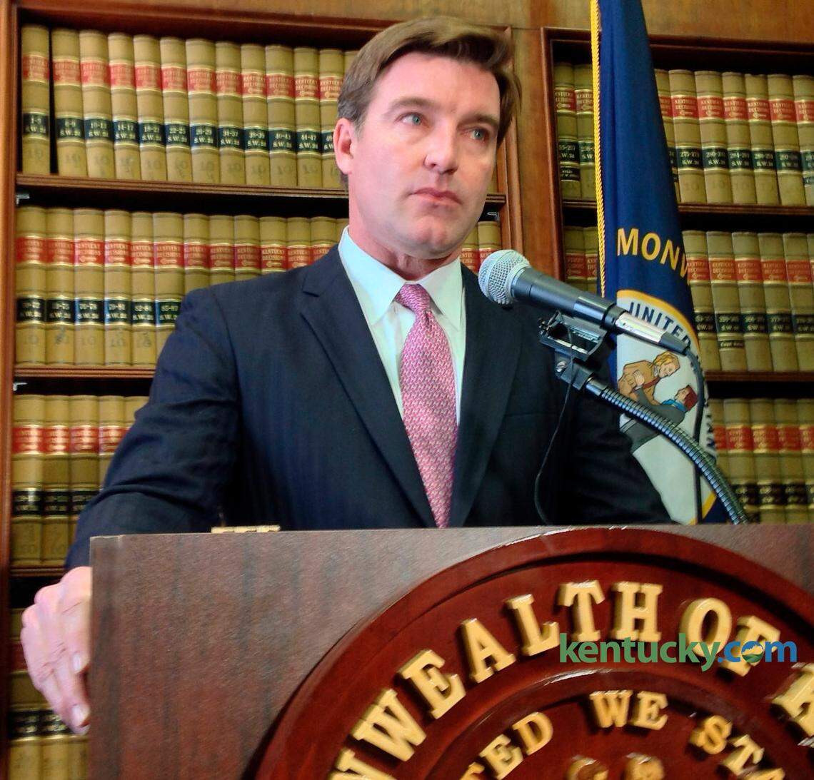An emotional Attorney General Jack Conway announced he will not appeal federal judge's ruling that requires Kentucky to recognize same-sex marriages from other states. Photo by Jack Brammer | Staff
