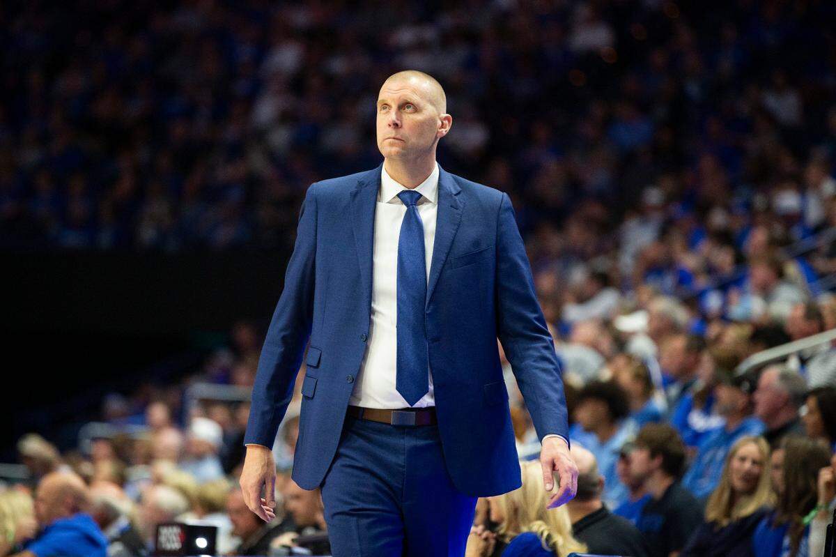 Mark Pope wore a suit for Kentucky’s game against Bucknell in Rupp Arena on Nov. 9.
