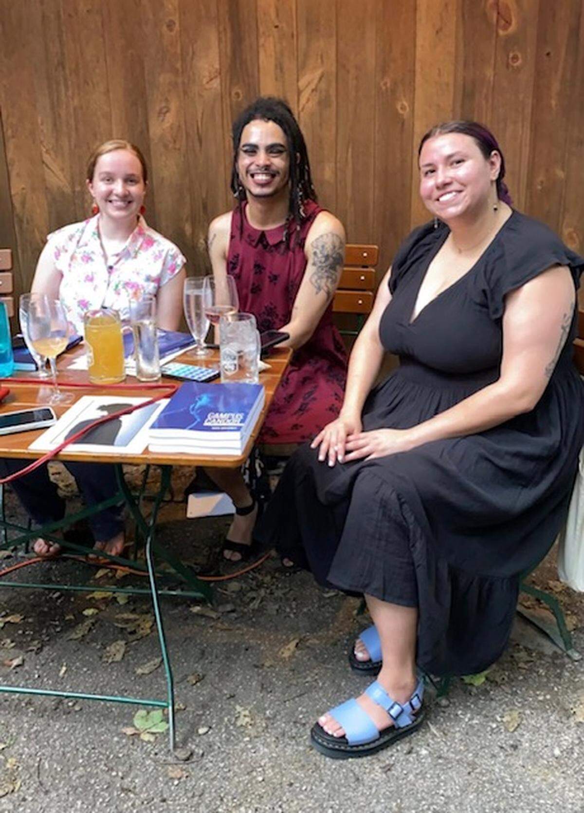 Nora Moosnick wrote Campus Candor with three of her former students, from left, Emily Keaton, Saturn Star-Shooter and Victoria Cruz-Falk.
