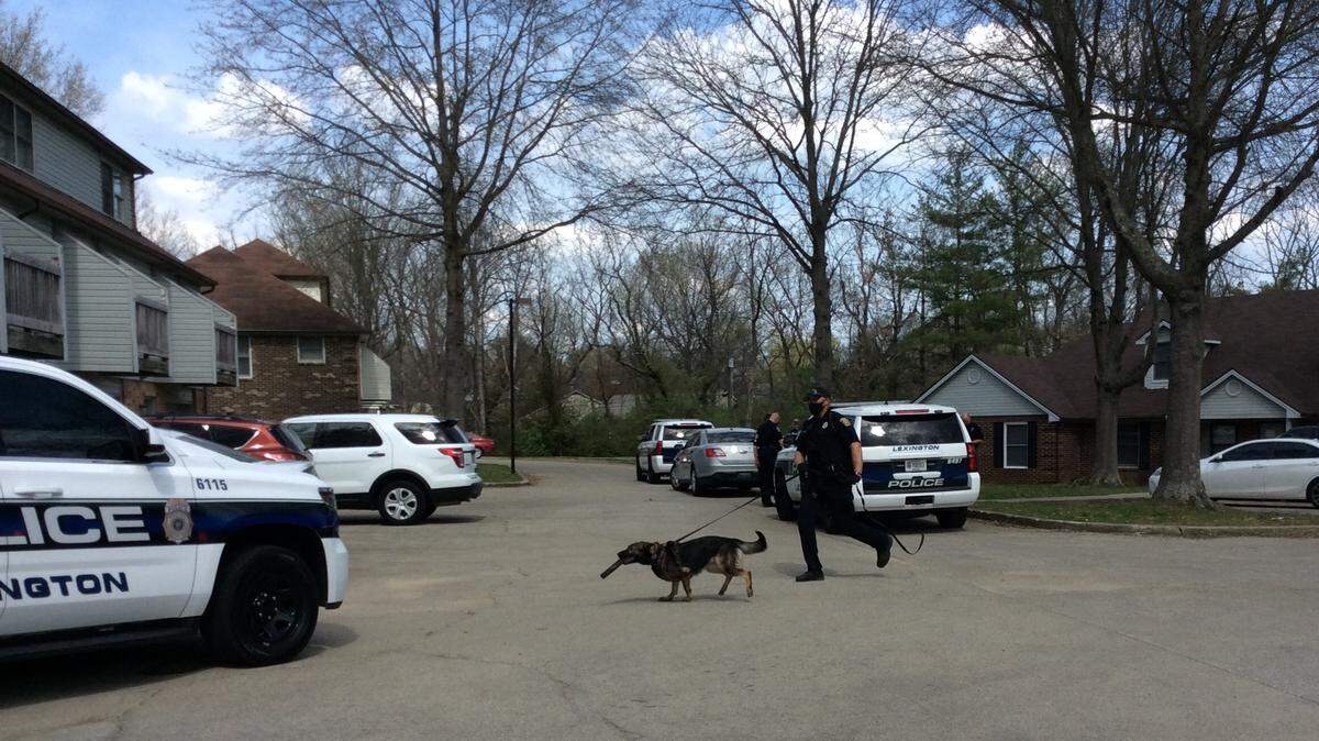 Police worked at the scene where a teen was found with a gunshot wound on Kenesaw Drive in Lexington, Ky., Tuesday afternoon.