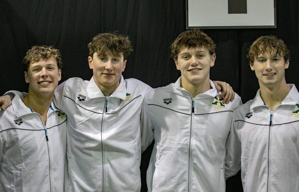 St. Xavier’s Thomas Mercer, Alex Thiesing, Johnny Crush and Sammy McCall set a state record of 2:56.51 in the boys 400-yard freestyle relay.