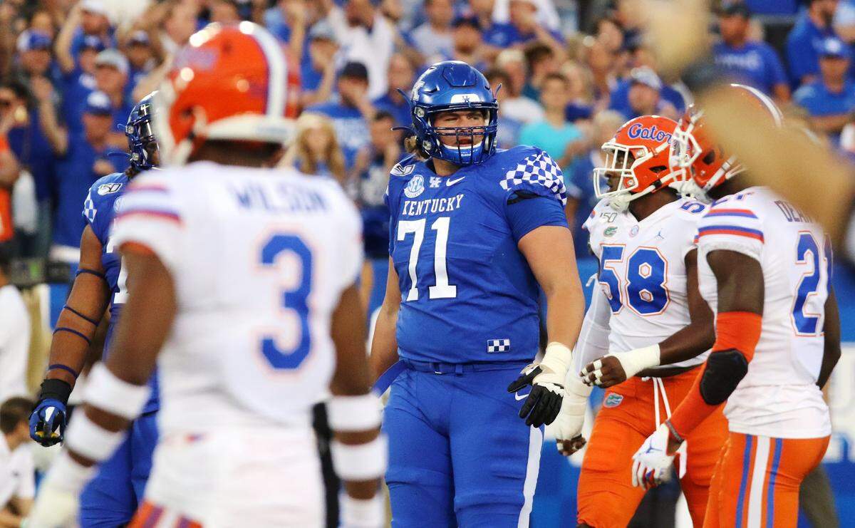 One of Kentucky's better players, left guard Logan Stenberg has also been penalty prone in 2019. "We have to get out of the personal games that are going on within the game," UK Coach Mark Stoops said Monday. "It does not help you win.”