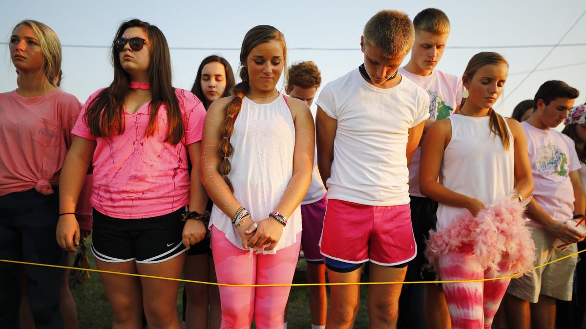 Franklin County High School students paused during a moment of silence in memory of Jill Hurst, a recent Anderson County High School graduate who died after being involved in a crash with a man who was being chased by police. Anderson County played at Franklin County High School in Frankfort Friday night.