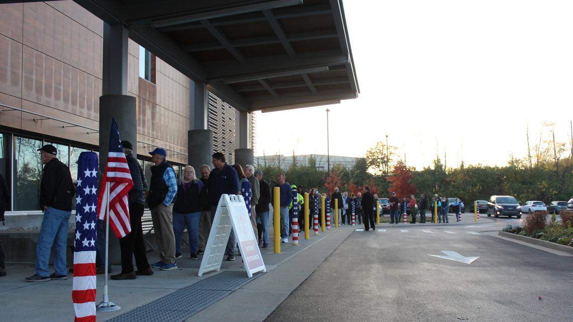 Lexington voters line up to cast their ballot early at the Lexington Senior Center Nov. 3, 2022. Here’s how Kentuckians can look up their sample ballot and access information about candidates.