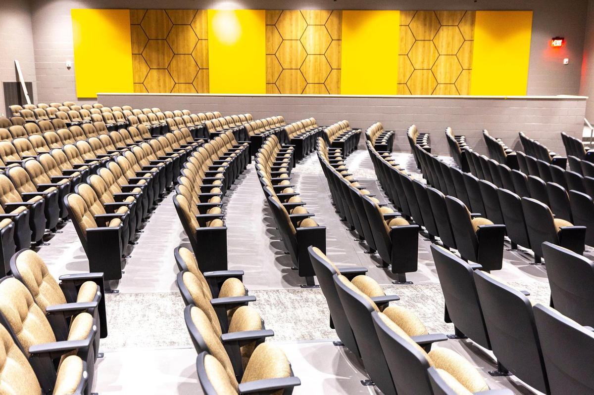 The auditorium at the new Woodford County High School is photographed Thursday, Dec. 19, 2024.