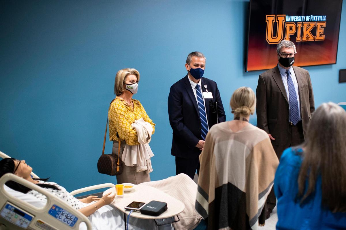 Pikeville Medical Center CEO, Donovan Blackburn gets a tour of the renovated nursing programÕs facilities at University of Pikeville in Pikeville, Ky., Thursday, December 2, 2021.