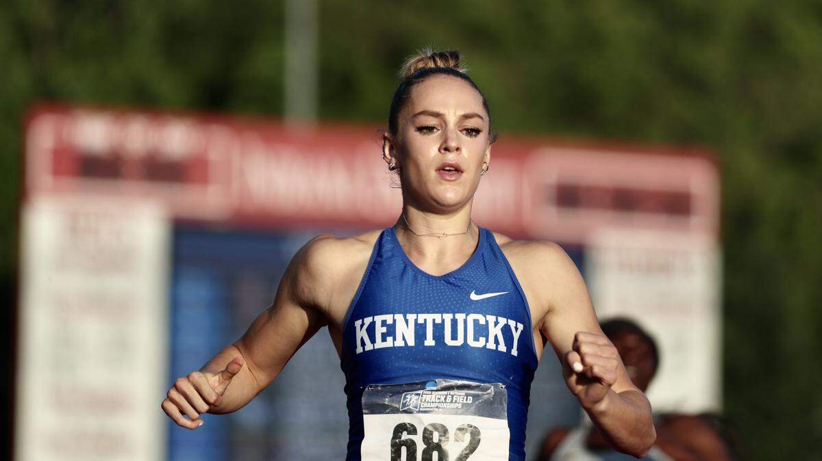 Kentucky’s Abby Steiner, shown earlier this season, won the women’s 200 meters at the U.S. track and field championships Sunday in Eugene, Oregon.