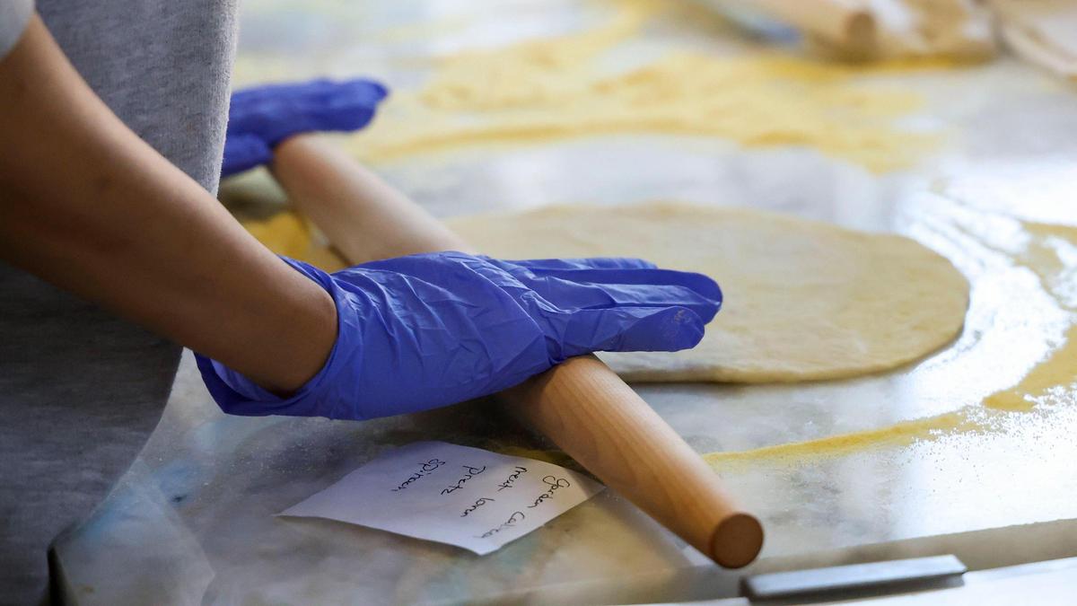 The dough for pizza at Black-Type Brewing is handmade and rolled to-order. The thin crust pizza’s are baked in a wood-fired oven.