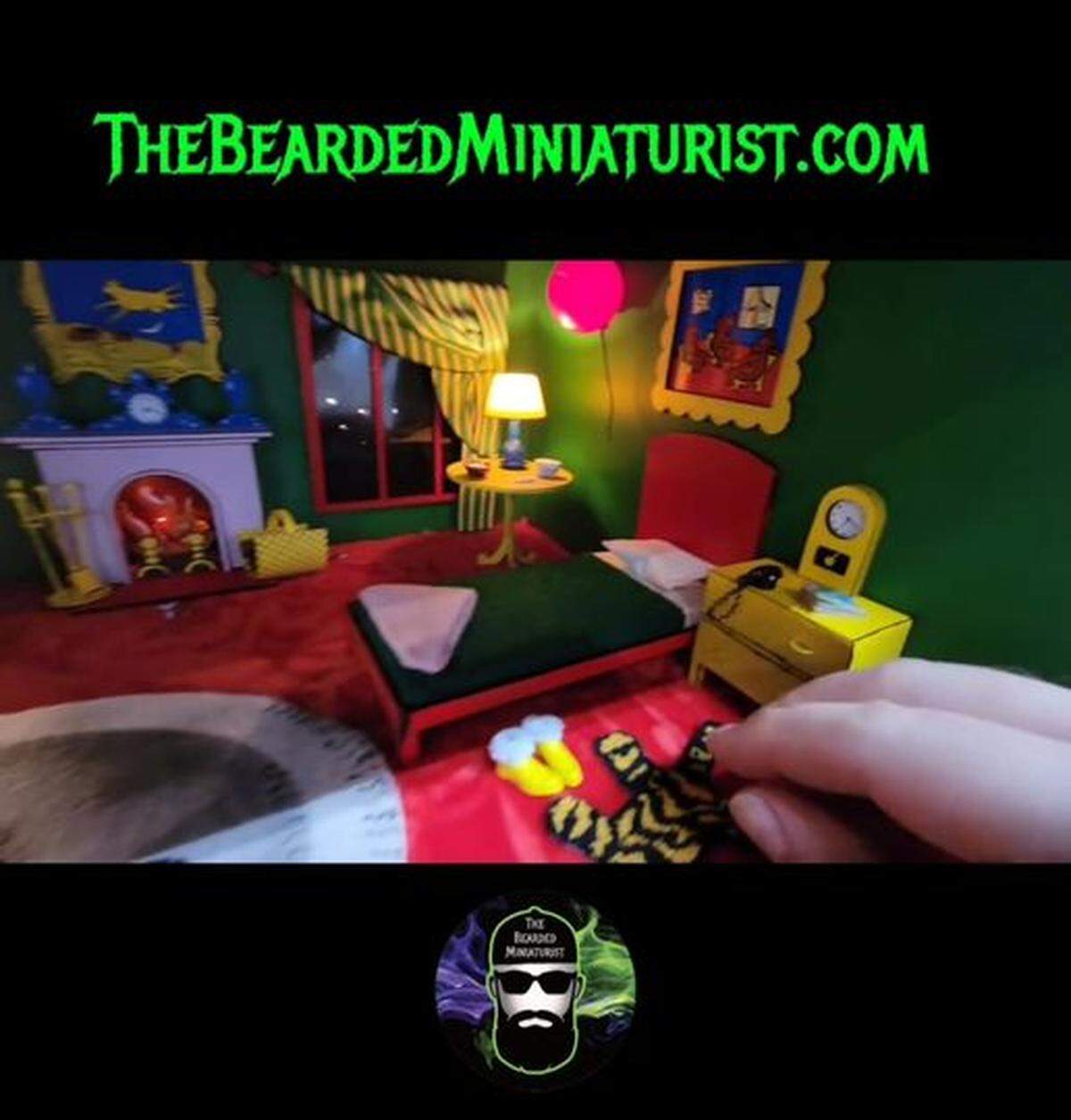 The Bearded Miniaturist (Preston Poling) created a tiny replica of the room in the children's classic "Goodnight Moon."