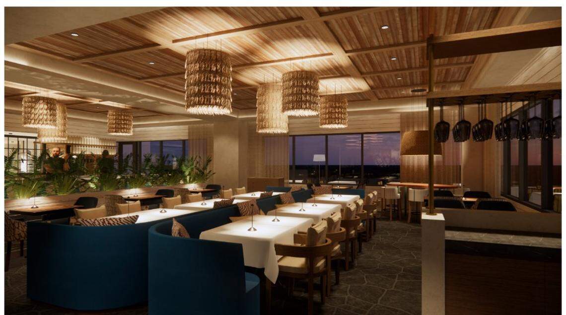 The V restaurant at The Vine in downtown Lexington will open in June with a seafood-forward menu. The white tablecloth restaurant will be available to the public.