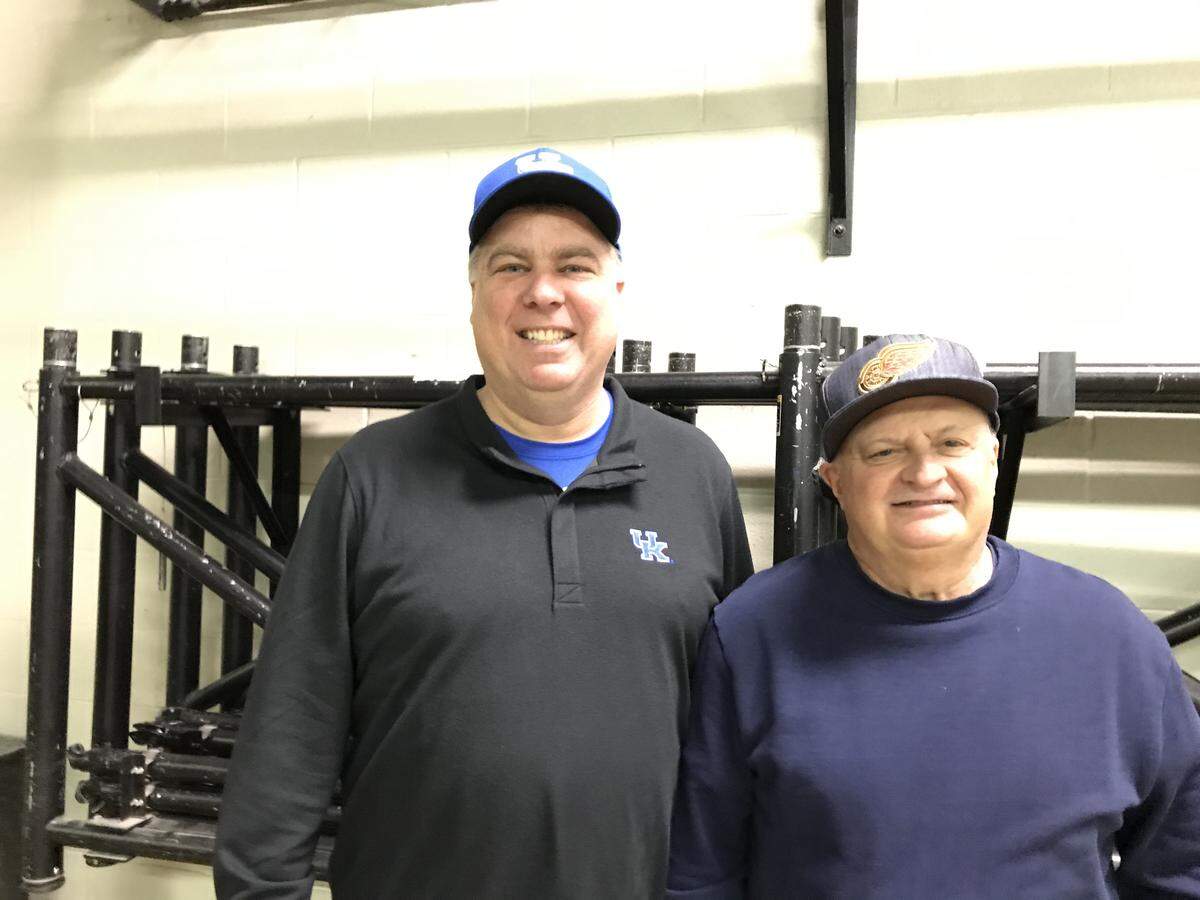 Jason Winslade, left, and Jim Grozdanich traveled from Canada to watch Kentucky play Mississippi.