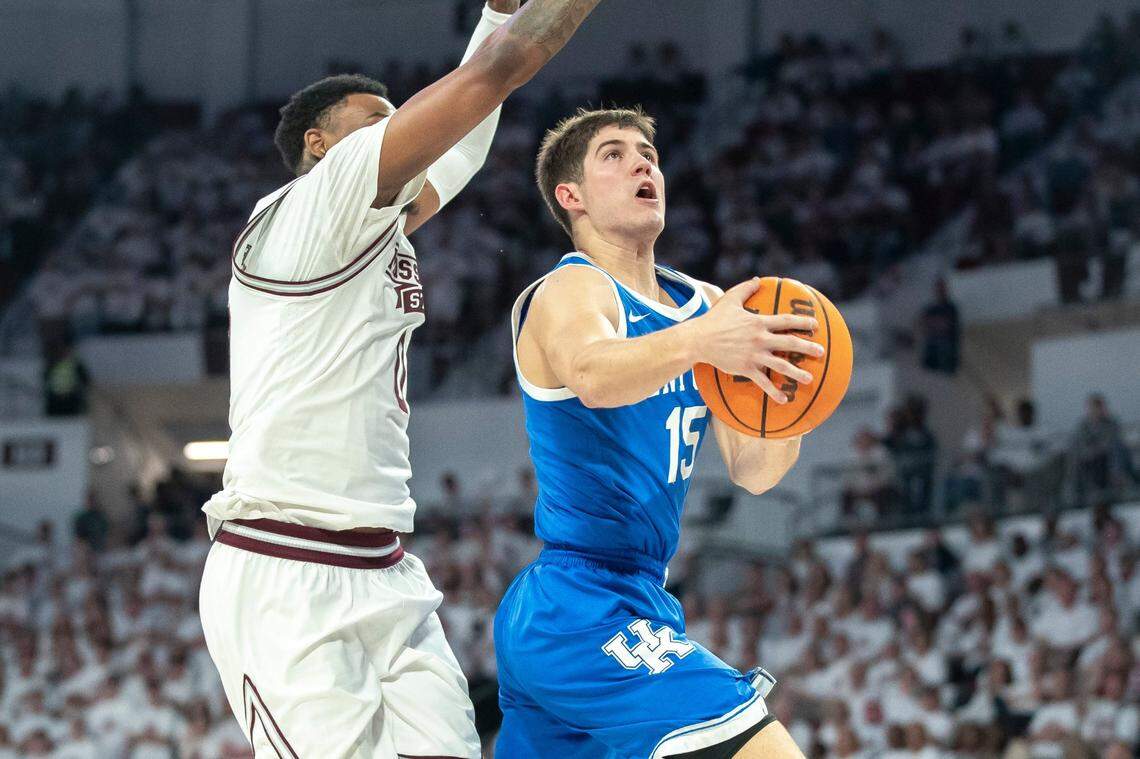 Reed Sheppard scored 32 points, including a game-winning basket with less than a second to play, in UK’s win at Mississippi State in February 2024.