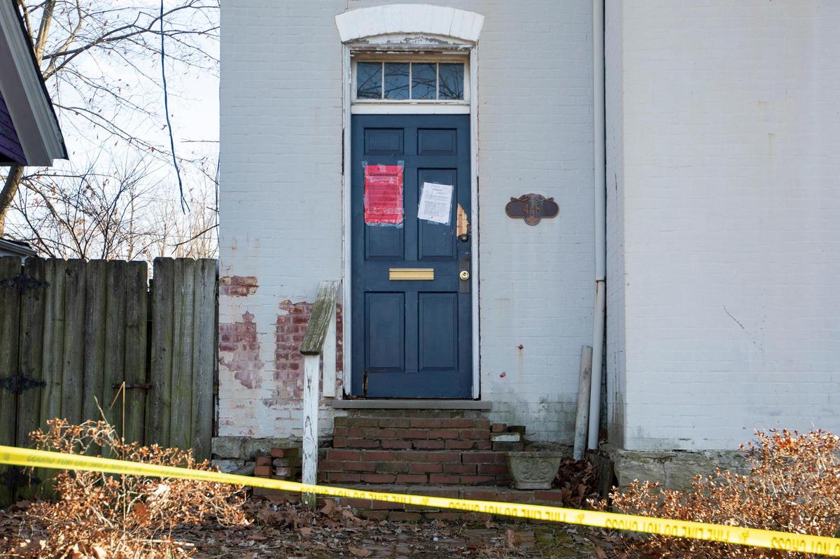 The exterior wall of a Victorian house on North Broadway has fallen and appears to be worked on in Lexington, Ky., Tuesday, January 17, 2023.