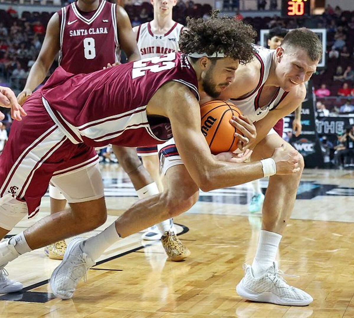 Santa Clara redshirt freshman Allen Graves (22) was named the West Coast Conference Sixth Man of the Year and Freshman of the Year.