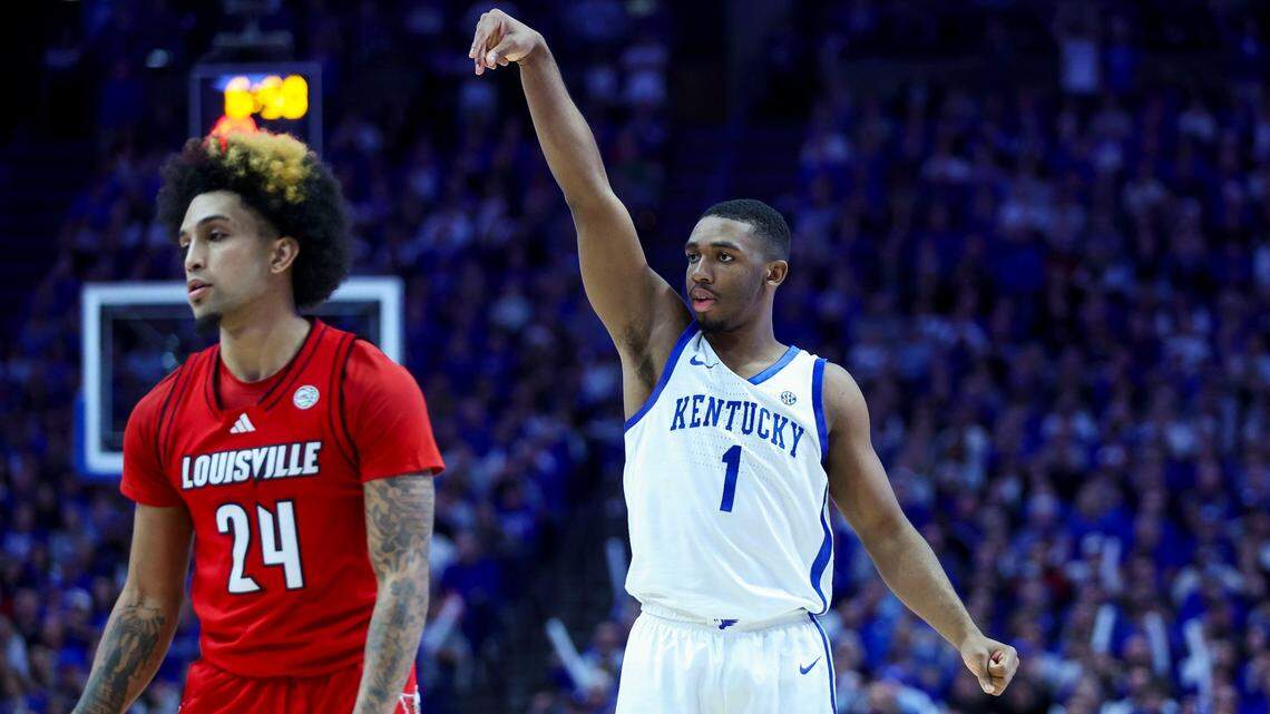 Kentucky guard Lamont Butler (1) hit 10 of 10 shots, six of six 3-pointers, and scored a career-high 33 points in UK’s 93-85 win over Louisville this past season.