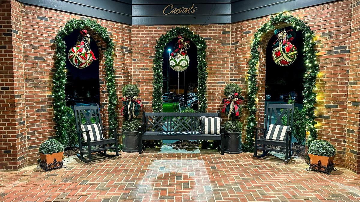 Outside holiday decorations at Carson’s Food & Drink at Andover location, Sunday, Nov. 17, 2024.