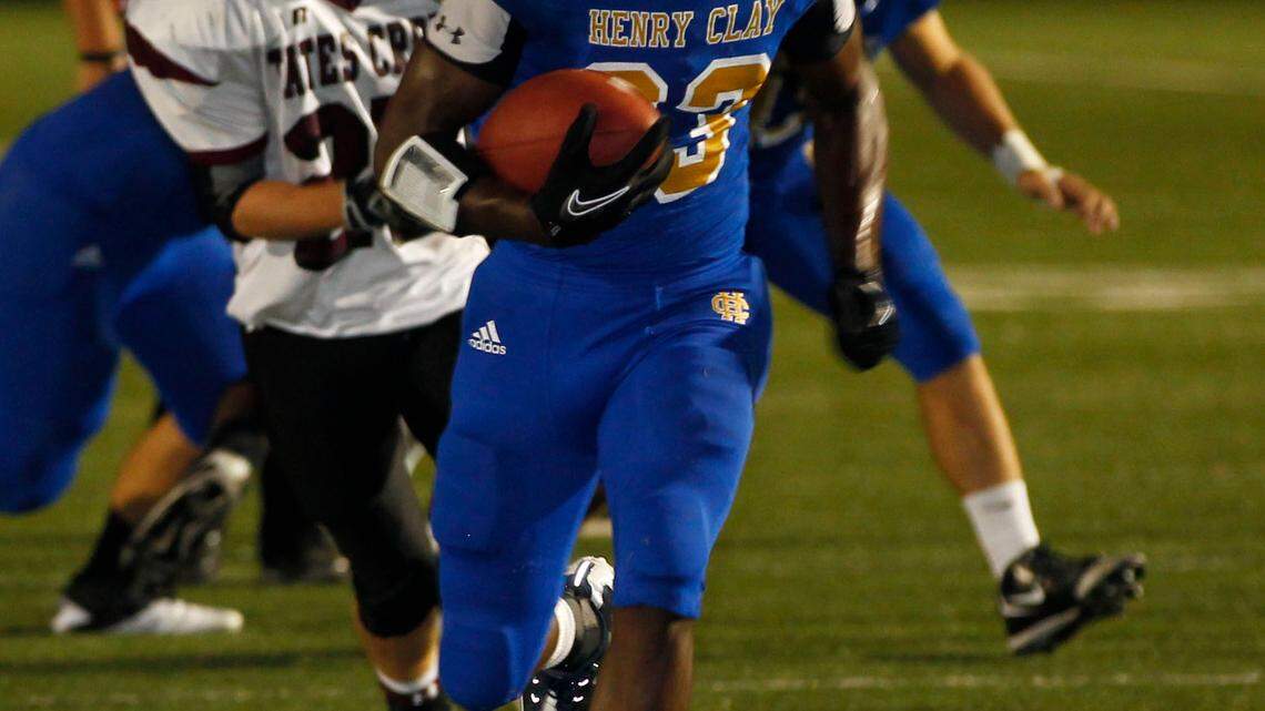 Henry Clays Davion Jackson  went in for a second quarter touchdown  as Tates Creek played Henry Clay  on Friday  September 9, 2011 in Lexington, Ky.  Photo by Mark Cornelison | Staff
