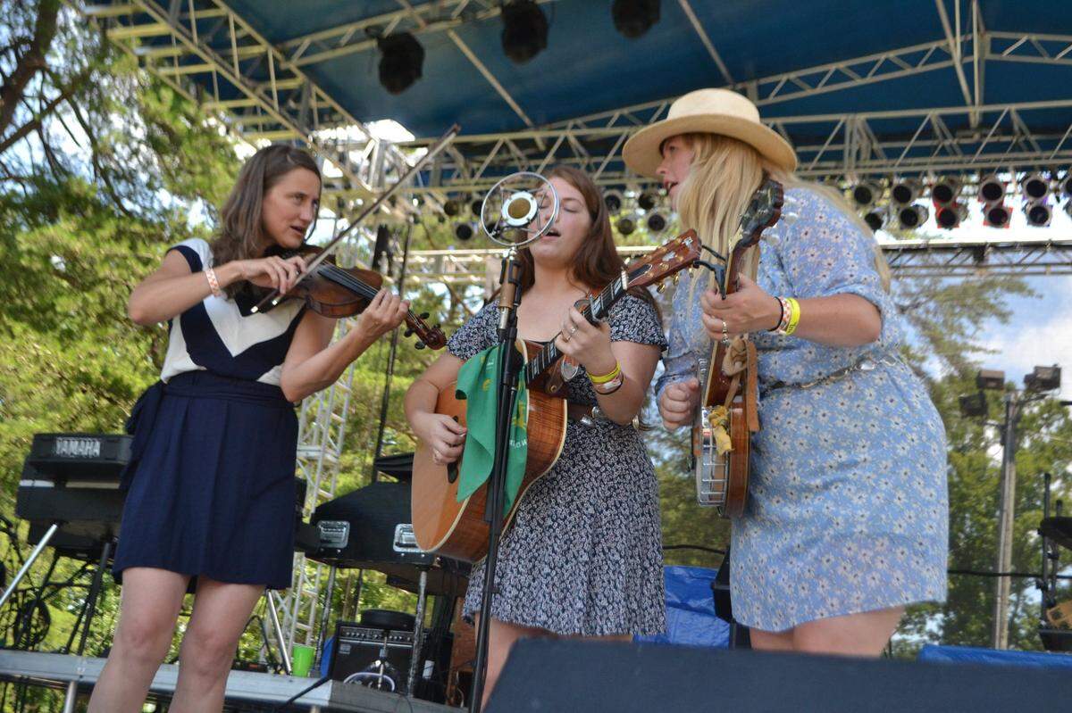 Megan Gregory, Linda Jean Stokley and Montana Hobbs of The Local Honeys at the Master Musicians Festival. The 2017 Master Musicians Festival was July 7 and 8 in Somerset, Kentucky.