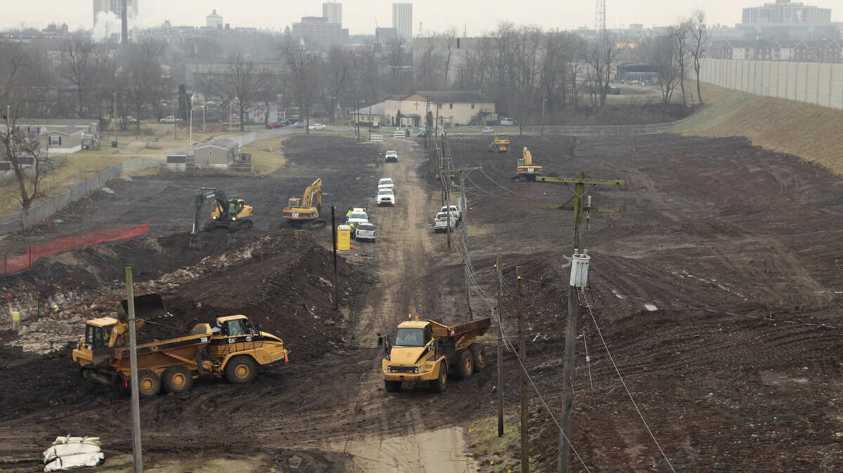 February 2013: Construction work continued on the former DeRoode Street. Residents were relocated to temporary housing nearby. The new development will contain homes and apartments as well as a park.