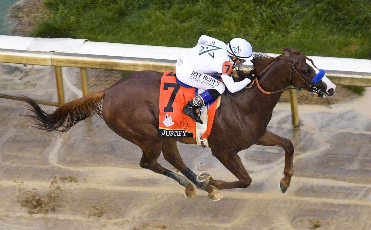 No. 7 Justify with jockey Mike Smith, wearing the WinStar silks, won the 144th running of the Kentucky Derby on Saturday, May 5, 2018 at Churchill Downs in Louisville.