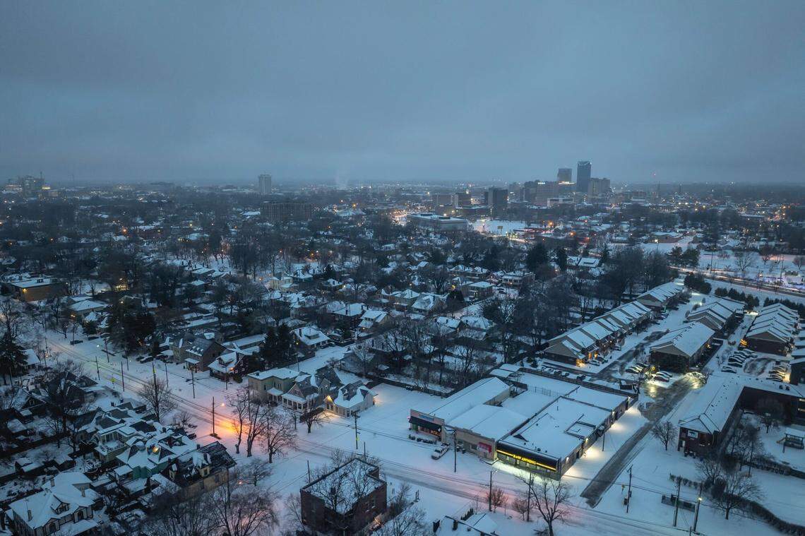The city of Lexington is blanketed with snow and ice as Winter Storm Fern enters its second day Jan. 25, 2026.