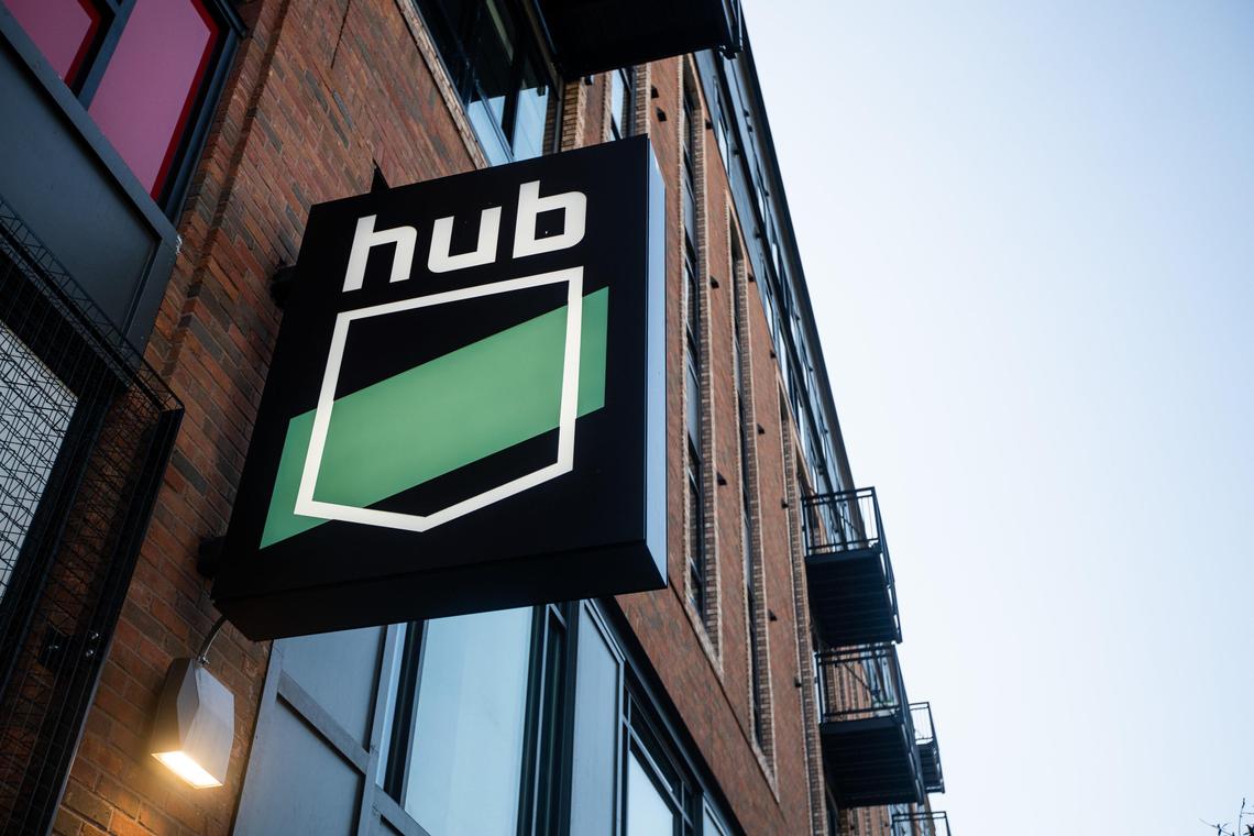 The HUB student apartment complex on the corner of Scott and Upper streets is seen in this Oct. 18, 2019, photo.