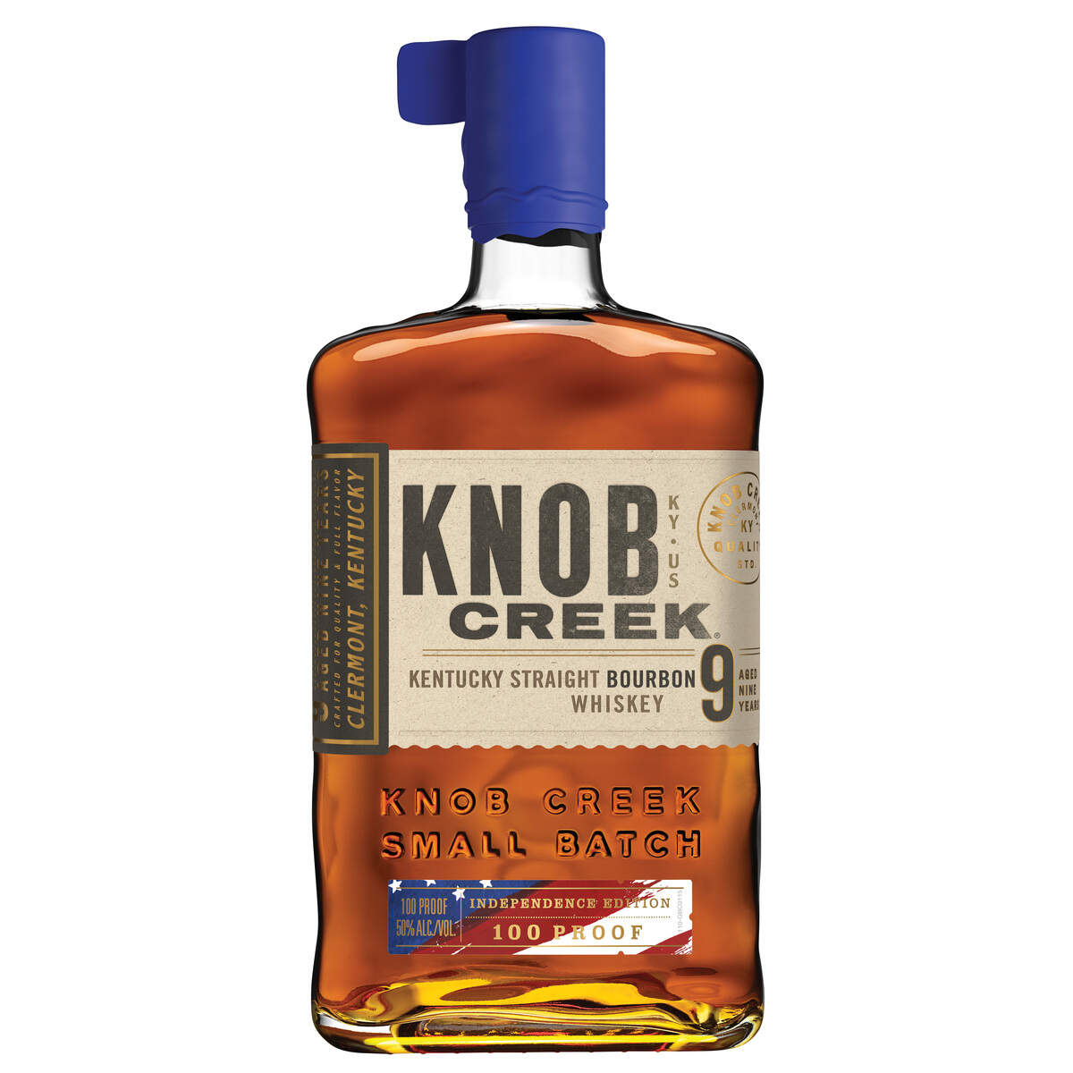 In honor of the 250th anniversary, Knob Creek is offering a special bottle of its signature 9-year-old bourbon, with blue wax and a red, white and blue label, joining a commemorative collection from Jim Beam and Maker’s Mark.
