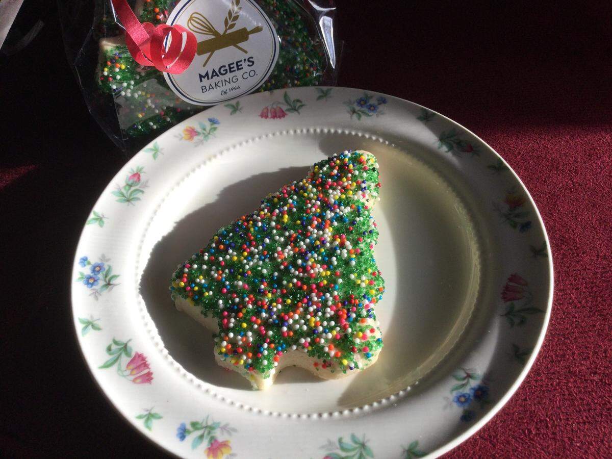 Magee’s sugar cookie, decorated with holiday sprinkles