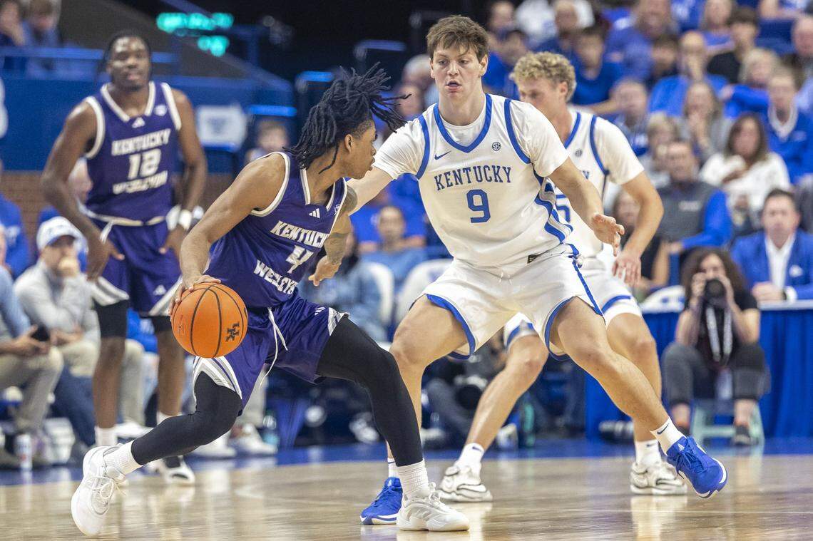 Trent Noah made four 3-point baskets during last week’s UK exhibition victory over Kentucky Wesleyan.