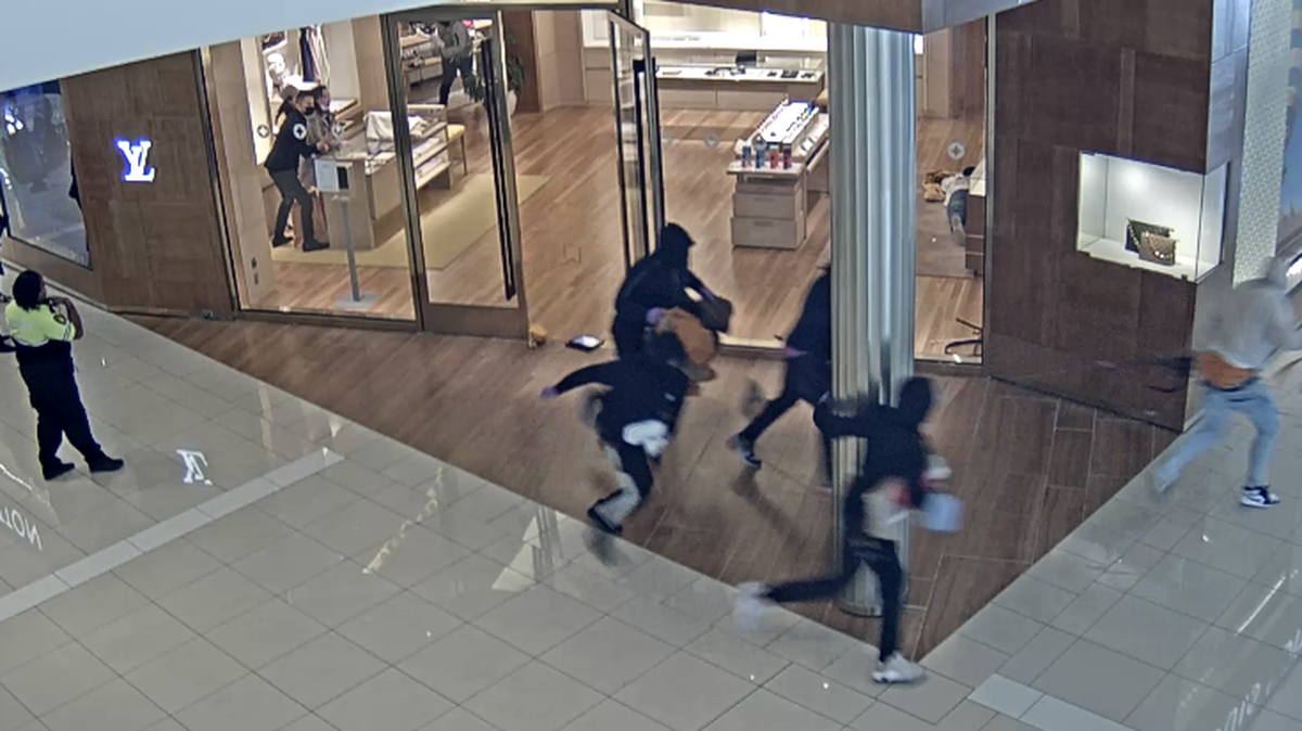 About 10 people pushed past employees to steal over $400,000 in merchandise at a Louis Vuitton store, deputies said.