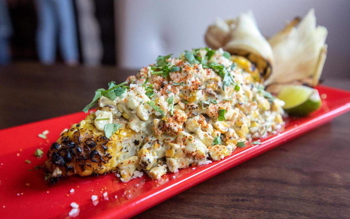 The Elote appetizer at Agave & Rye’s new downtown Lexington location is grilled corn cut from the cob with cotija cheese, serrano aioli, tajin, cilantro and lime.