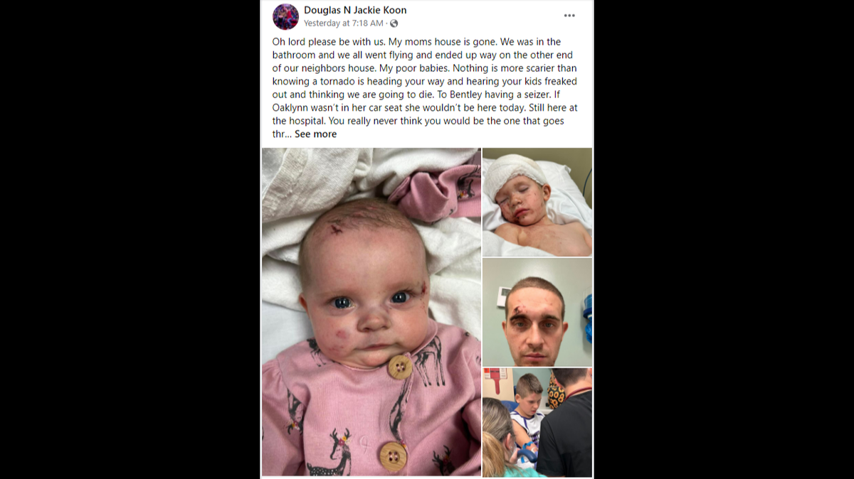 A family taking shelter in Dawson Springs, Kentucky was sucked out of the bathroom by a tornado.