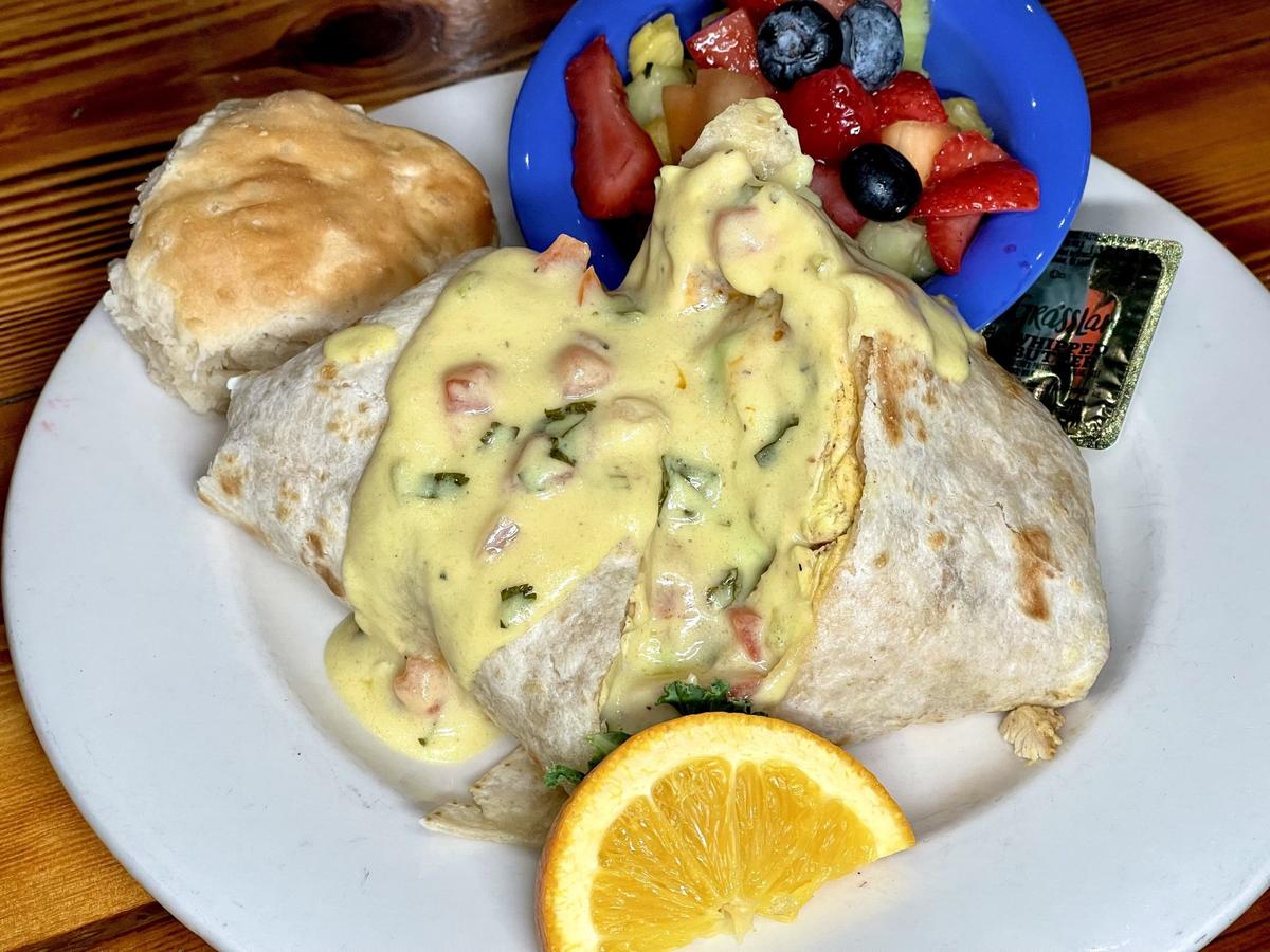 The Santa Cruz Omelet Burrito at Josie’s is a massive satisfying meal.