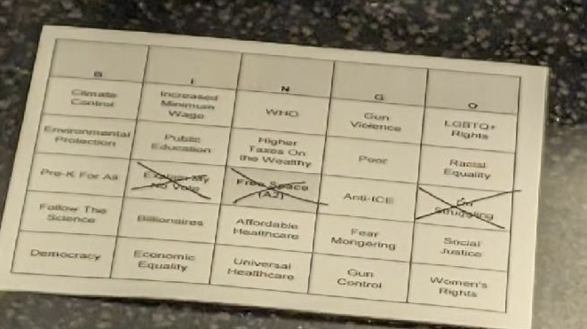 A photo from the Kentucky Democratic Party featuring a bingo card created House Republicans during the legislative session.