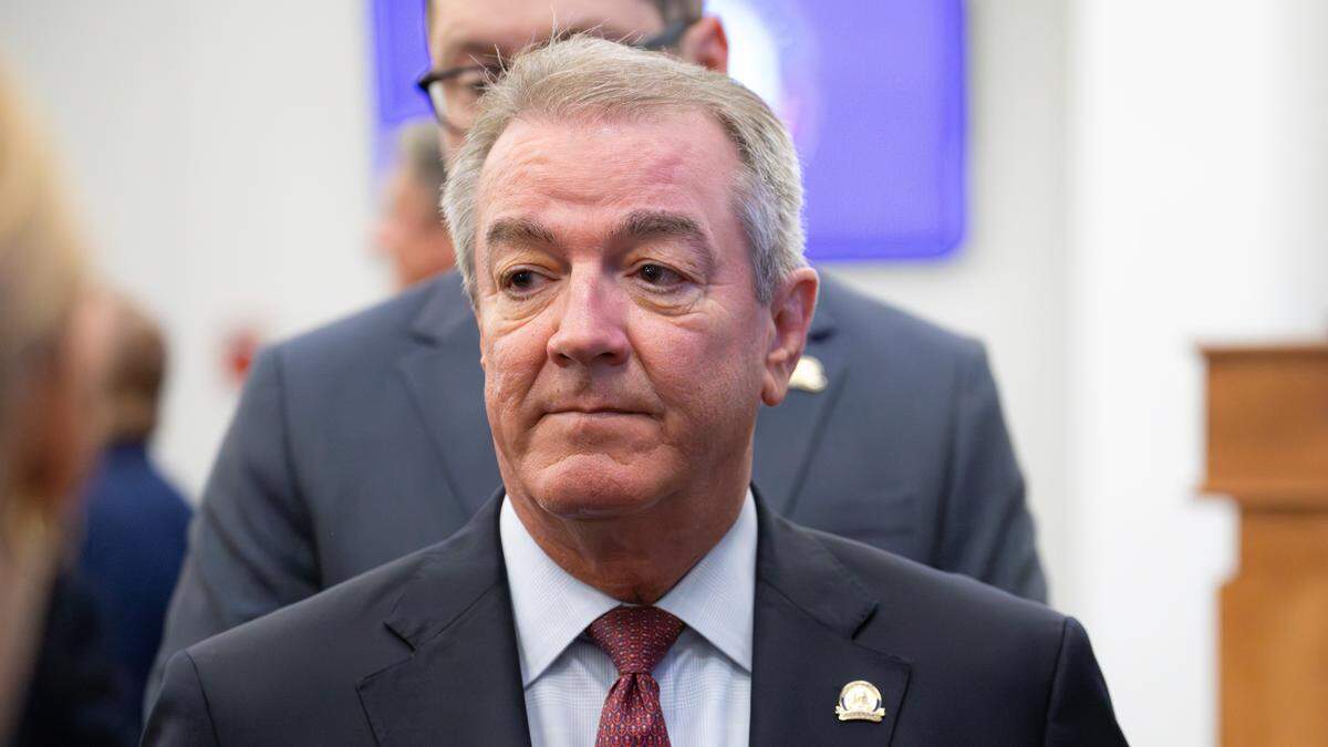 Speaker of the House David W. Osborne (R) takes questions from the media following the 2026 Regular Session on Jan 6, 2026, in Frankfort, Ky.