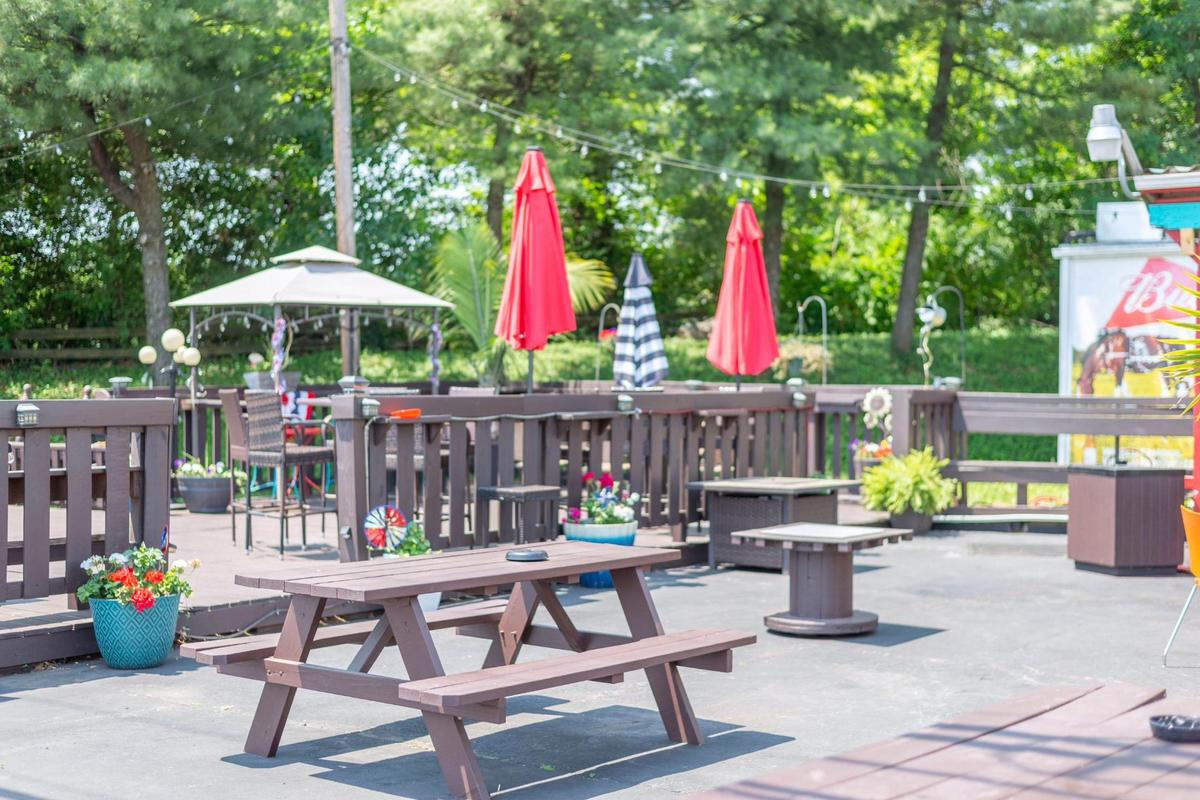 Rose & Jim’s Bar And Grill on Georgetown Road has plenty of outdoor seating with umbrellas.
