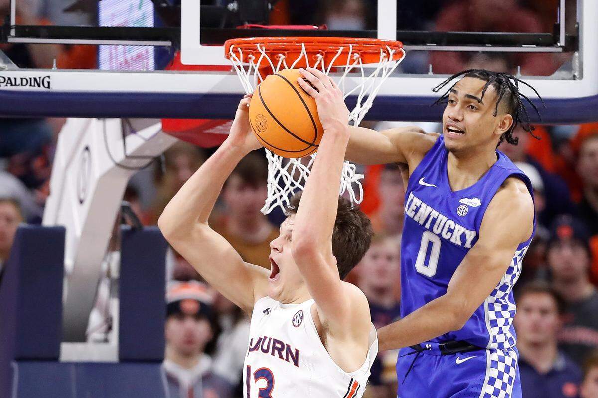 Auburn big man Walker Kessler (13) had 19 points and seven rebounds to lead the Tigers over Kentucky 80-71 last season at Auburn Arena.
