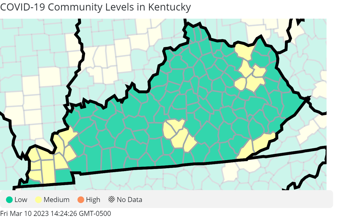 The latest COVID-19 community levels from the Centers for Disease Control and Prevention. 