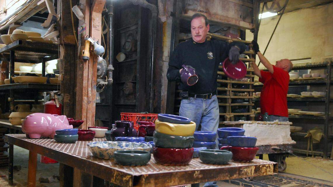Jimmy Cornelison, the sixth or seventh generation of his family to run Bybee Pottery, helped unload the kiln in 2009. Cornelison said there is some formed product left that could be fired.