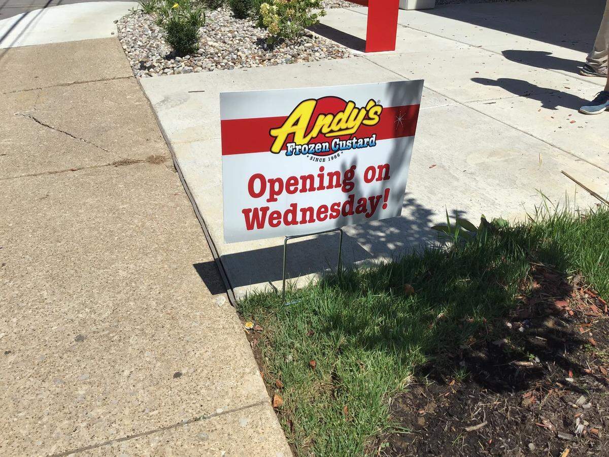 Andy’s Frozen Custard, 1200 S. Broadway, opens at 11 a.m. Aug. 10. The restaurant has no indoor seating. The drive-thru entrance is behind the building on American Avenue.