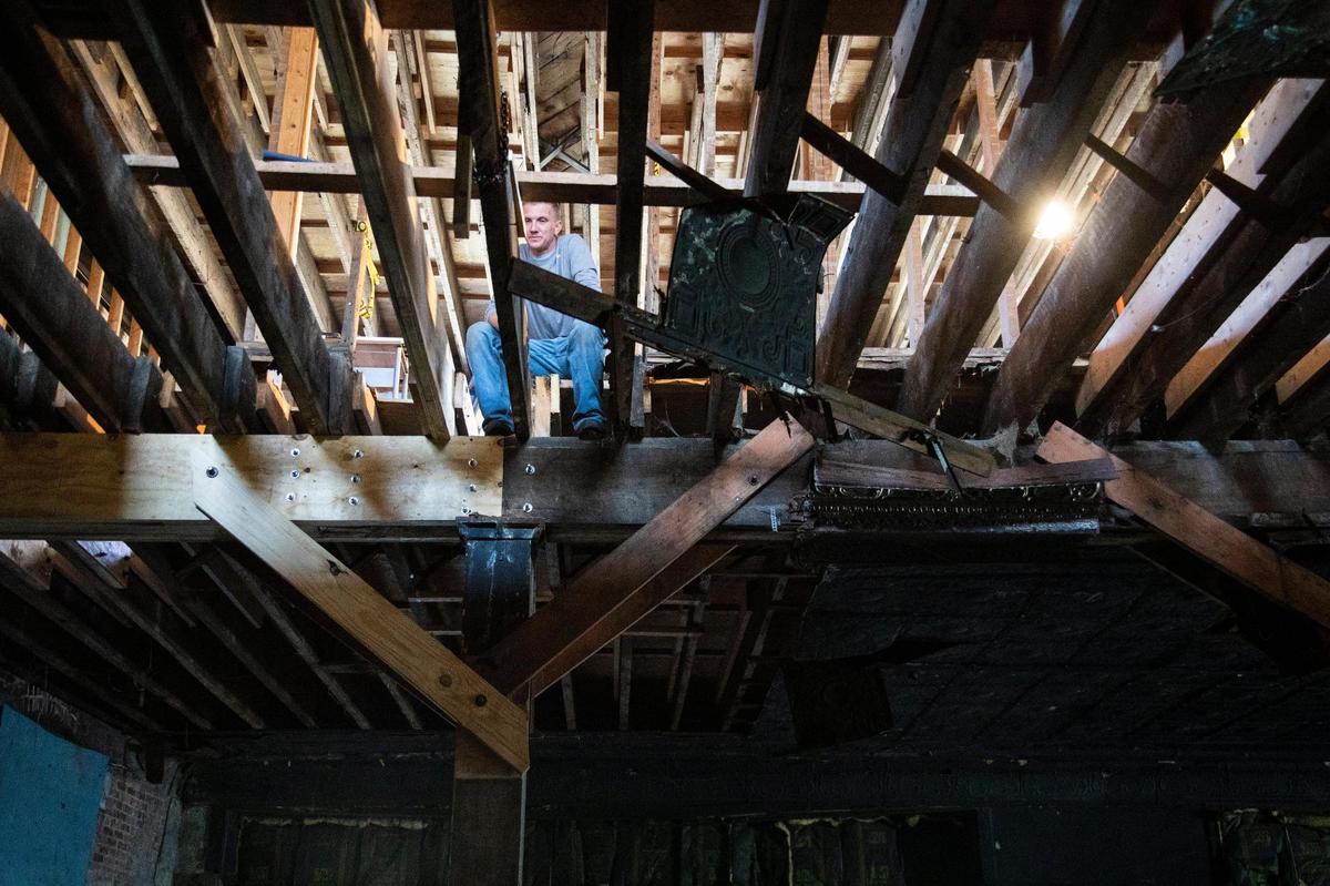 Construction and renovation is underway on the building for the Harlan County Beer Company, hoping to open later this year around November in Harlan, Ky., Monday, March 22, 2021.