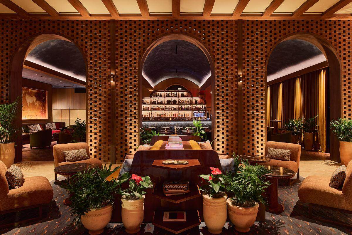 The lobby of The Manchester Hotel which opened June 2, 2023, in the Lexington Distillery District.